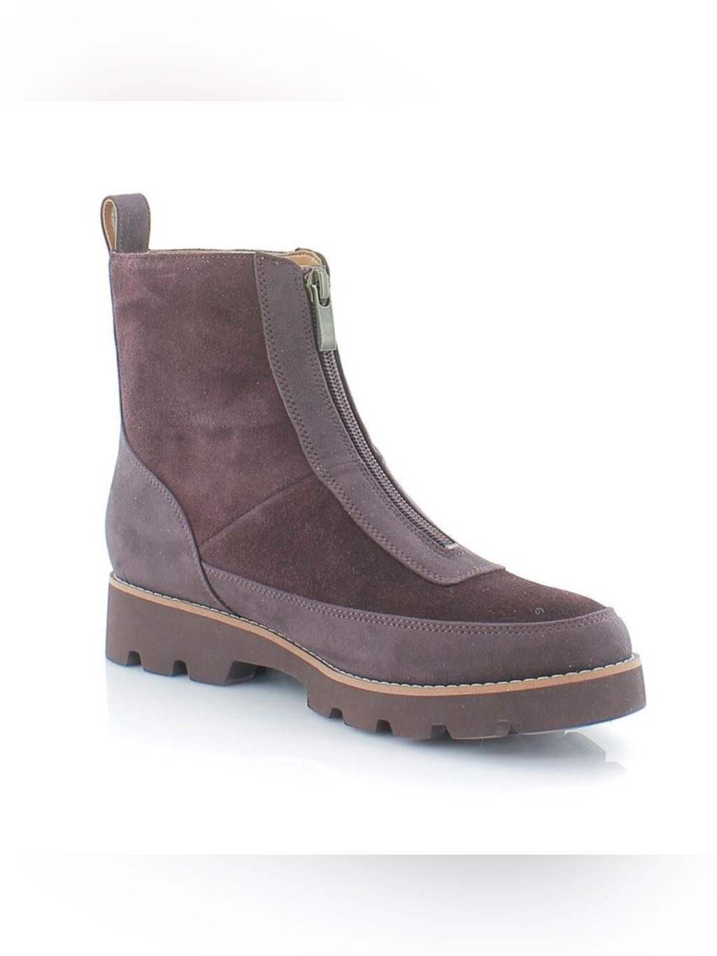 Vionic Estilo Brown Suede Lug Sole Boots Zip Women’s 10